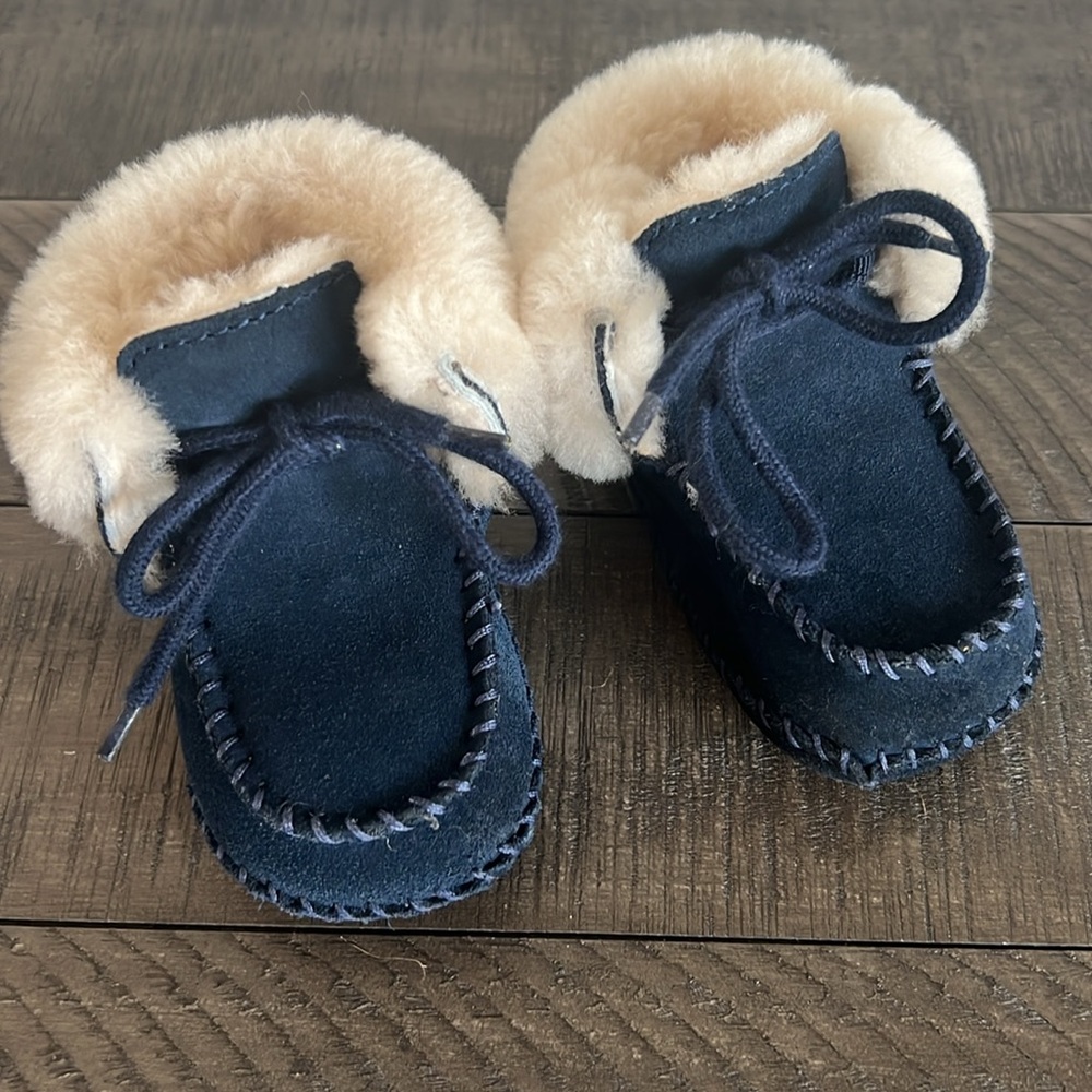 Ugg Moccasin Booties Fur Trim
